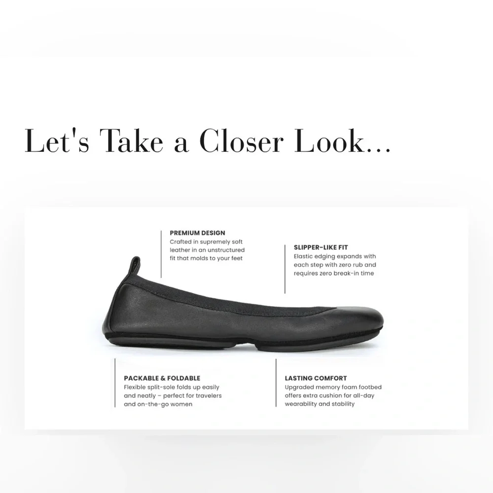 Yosi Samra- Samara Foldable Leather Ballet Flat in Deep Navy. Women’s size 8M - Picture 3 of 9